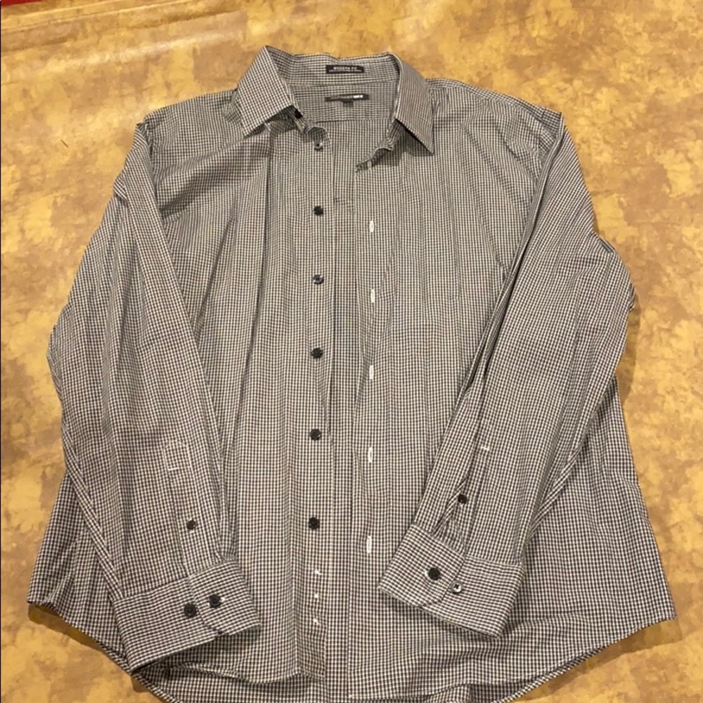 Express Plaid Black & White Modern Fit Men Shirt